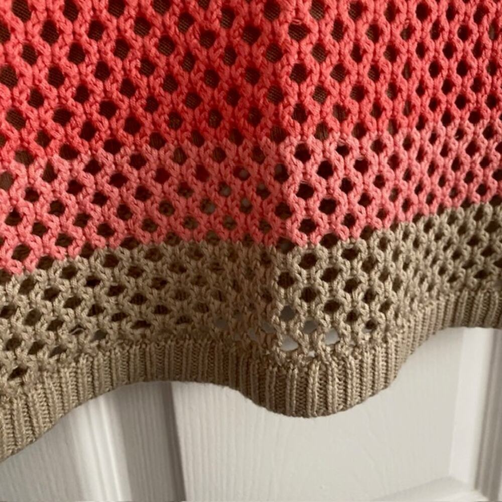 Croft & Barrow V-Neck‎ Loose Knit Lined Sweater Tan/Orange/Ivory Women's Large - Picture 4 of 12
